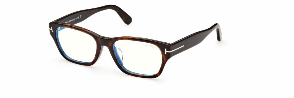 Tom Ford FT5781DB 052 Shiny Dark Havana Blue Block Square Men's Eyeglasses