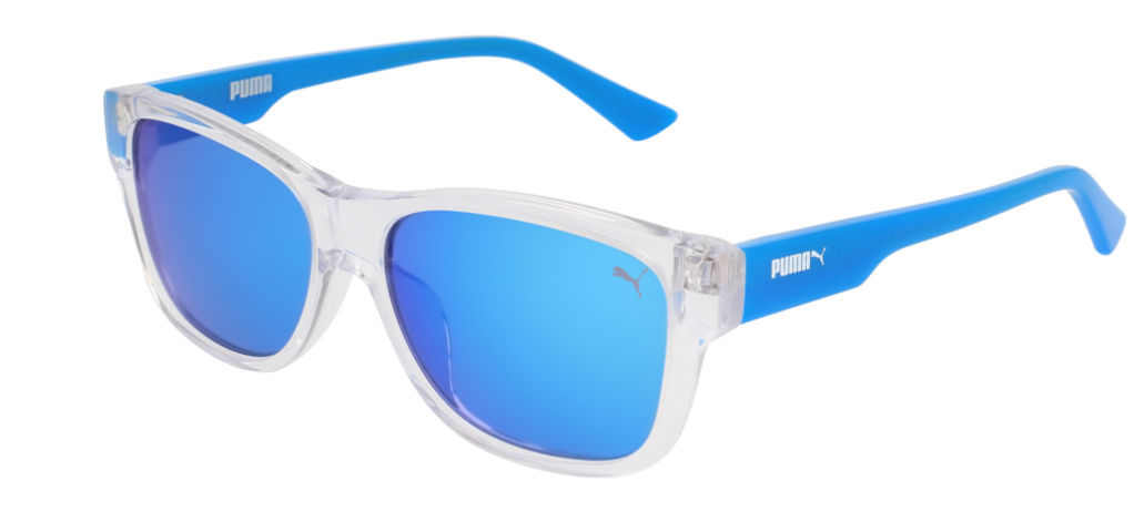 Puma PJ 0004S 008 Crystal Light Blue/Blue Mirrored Kids Sunglasses