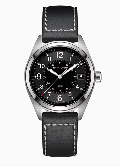 Hamilton Khaki Field Quartz Black Dial Black Leather Men Watch H68551733