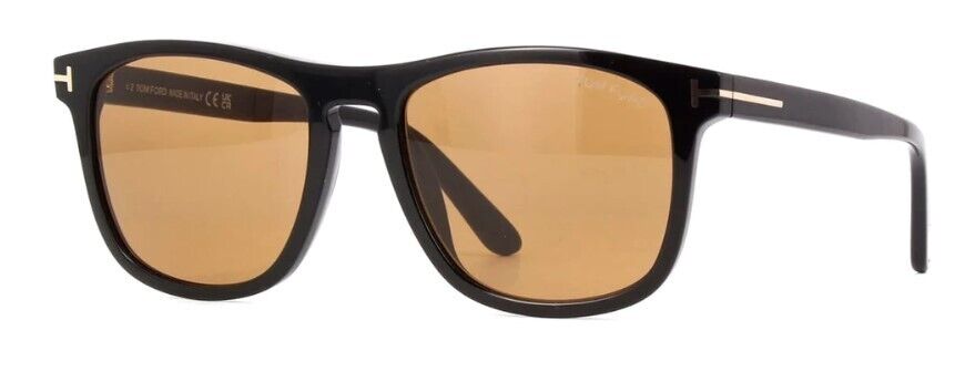 Tom Ford FT0930-F Gerard-02 01E Shiny Black/Brown Square Men's Sunglasses