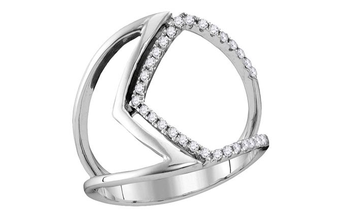 10kt White Gold Diamond Womens Fashion Band Ring 1/6 Cttw