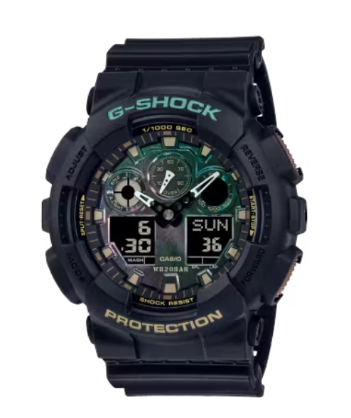 Casio G-Shock Analog-Digital Black Band with Sepia/Blue Dial Watch GA100RC-1A