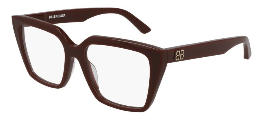 Balenciaga BB0130O 006 Burgundy Full-Rim Square Women's Eyeglasses