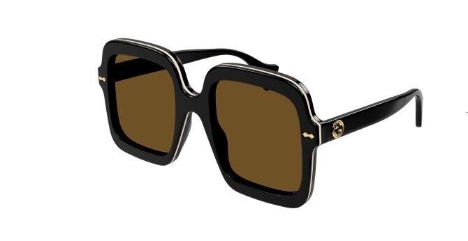 Gucci GG 1241S 001 Black/Brown Oversize Square Women's Sunglasses