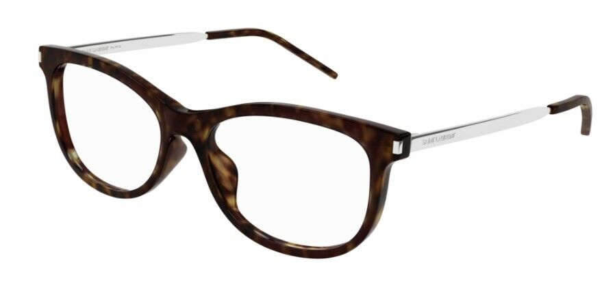 Saint Laurent SL513 002 Havana/Silver Full-Rim Square Unisex Eyeglasses